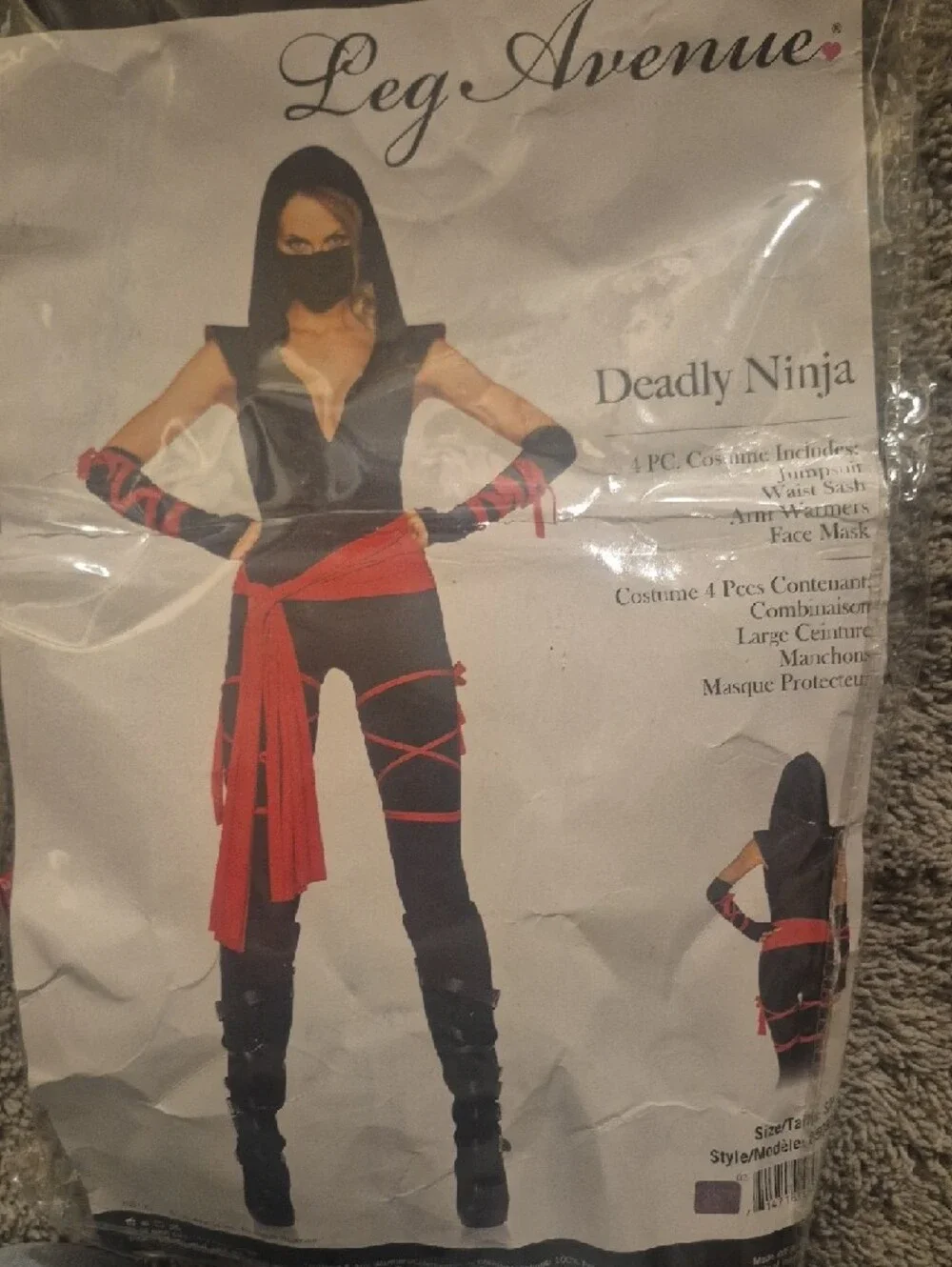 Leg Avenue Black and Red Ninja Costume Set - Picture 4 of 5